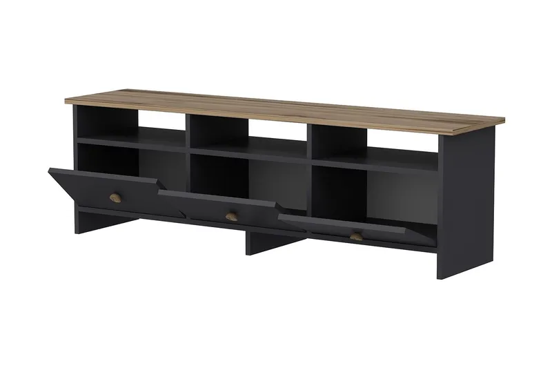 Tv bänk 150 cm Antracit/Ek - Antrasitt/Natur - Møbler - Mediamøbel & tv møbel - TV-benk & mediabenk