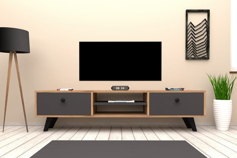 Tv bänk 160 cm Ek/Antracit - Natur/Antrasitt - Møbler - Mediamøbel & tv møbel - TV-benk & mediabenk