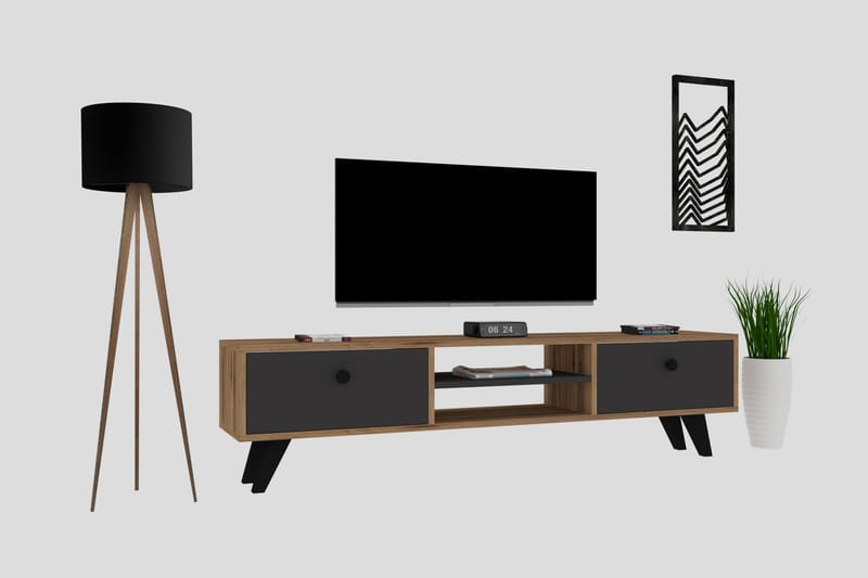 Tv bänk 160 cm Ek/Antracit - Natur/Antrasitt - Møbler - Mediamøbel & tv møbel - TV-benk & mediabenk