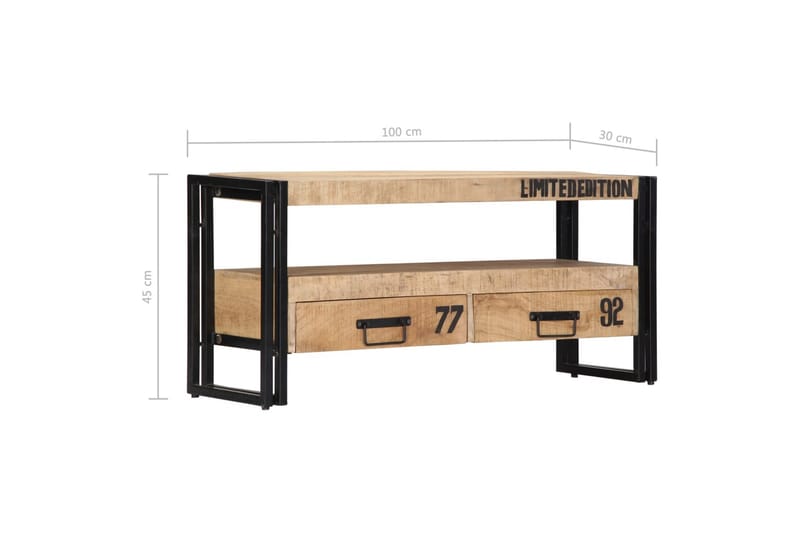 TV-benk 100x30x45 cm heltre mango - Brun - Møbler - Mediamøbel & tv møbel - TV-benk & mediabenk
