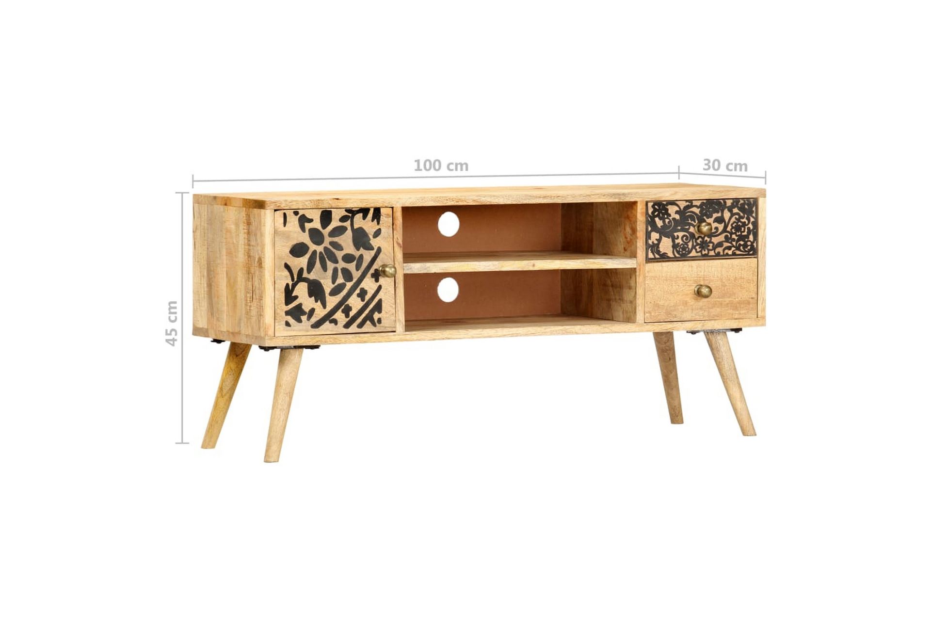 TV-benk 100x30x45 cm heltre mango - Møbler - Mediamøbel & tv møbel - TV-benk & mediabenk