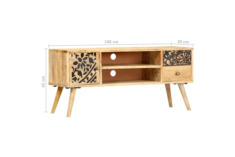 TV-benk 100x30x45 cm heltre mango - Møbler - Mediamøbel & tv møbel - TV-benk & mediabenk