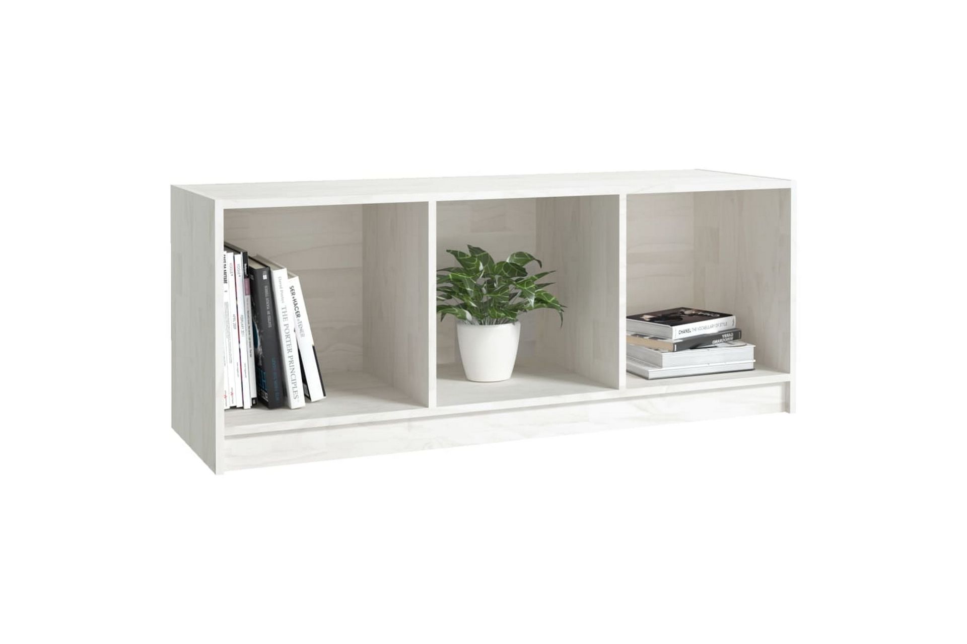 TV-benk 104x33x41 cm heltre furu hvit - Hvit - Møbler - Mediamøbel & tv møbel - TV-benk & mediabenk