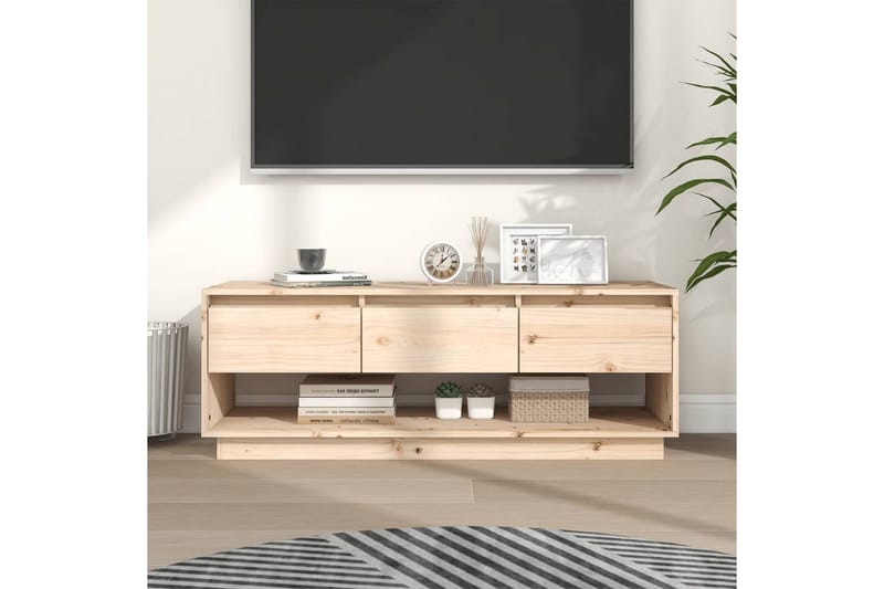 TV-benk 110,5x34x40 cm heltre furu - Brun - TV-benk & mediabenk