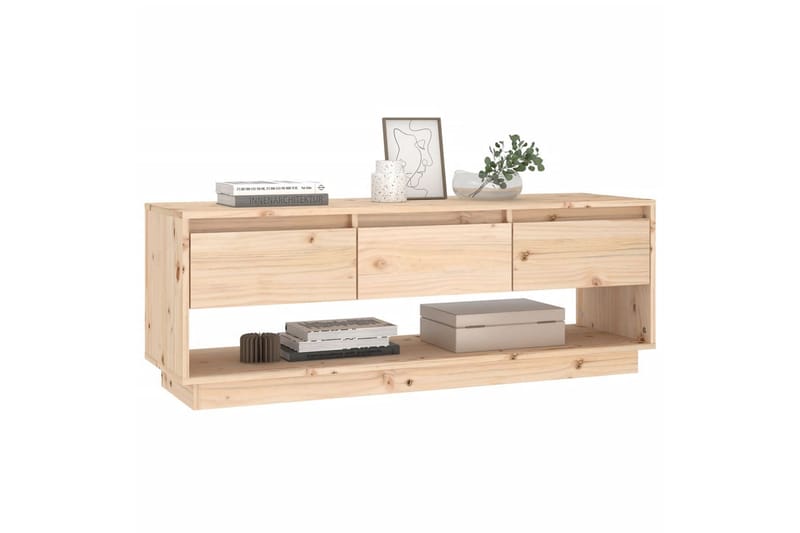 TV-benk 110,5x34x40 cm heltre furu - Brun - TV-benk & mediabenk