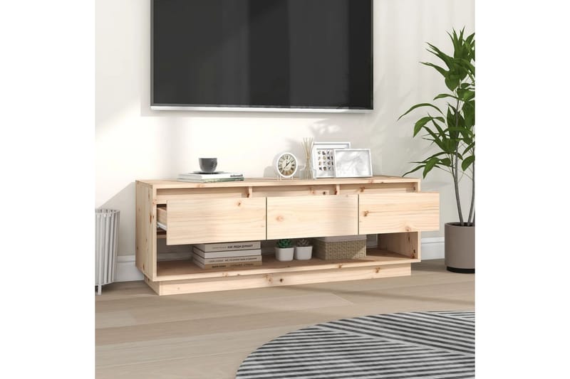 TV-benk 110,5x34x40 cm heltre furu - Brun - TV-benk & mediabenk