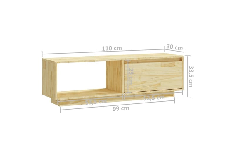 TV-benk 110x30x33,5 cm heltre furu - Brun - TV-benk & mediabenk