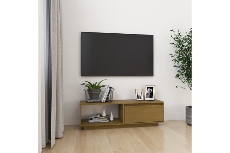 TV-benk 110x30x33,5 cm heltre furu honningbrun - Brun - TV-benk & mediabenk