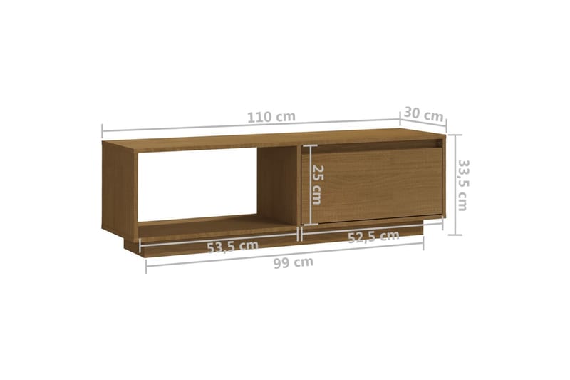 TV-benk 110x30x33,5 cm heltre furu honningbrun - Brun - Møbler - Mediamøbel & tv møbel - TV-benk & mediabenk
