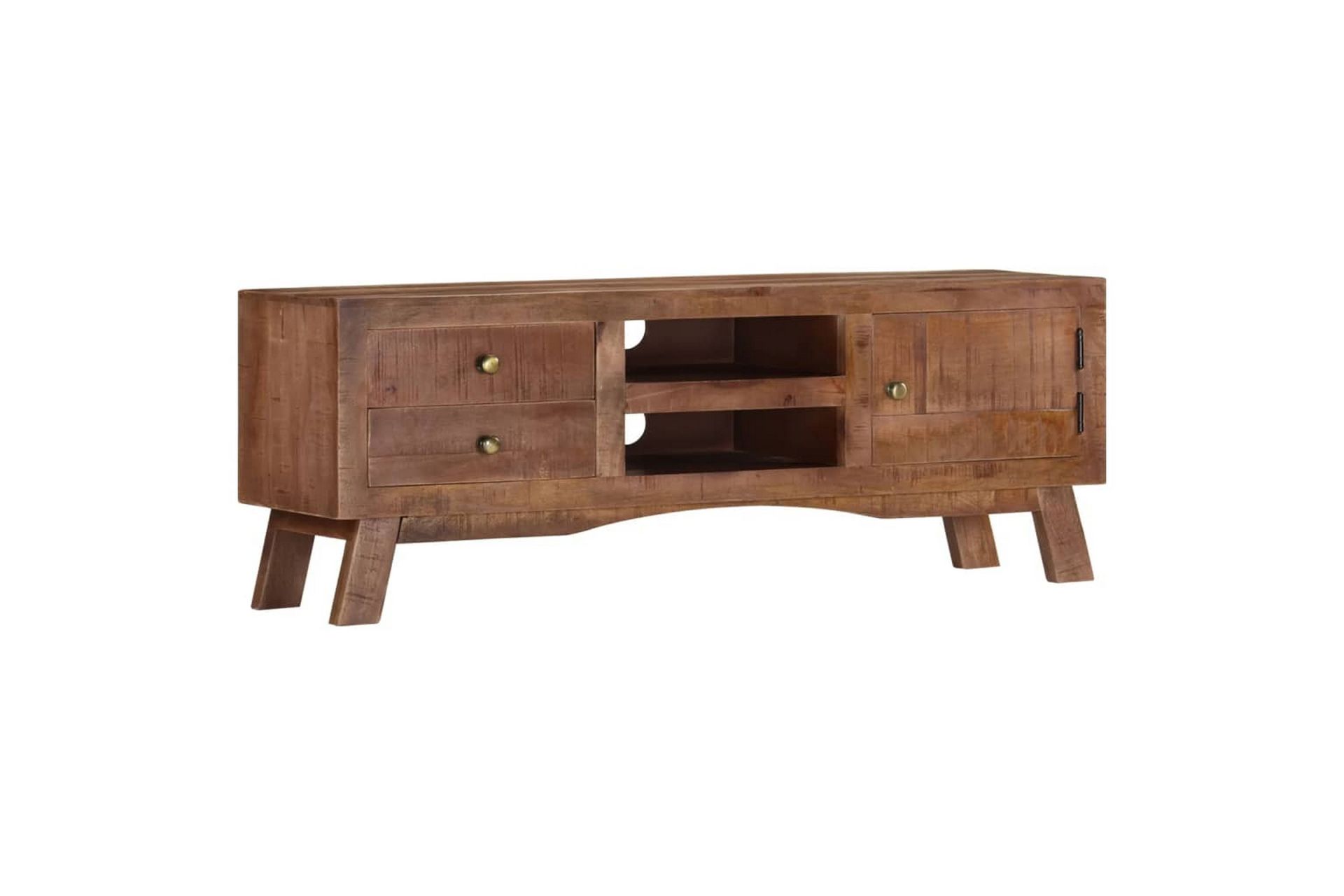 TV-benk 110x30x40 cm grovt mangotre - Grå - Møbler - Mediamøbel & tv møbel - TV-benk & mediabenk