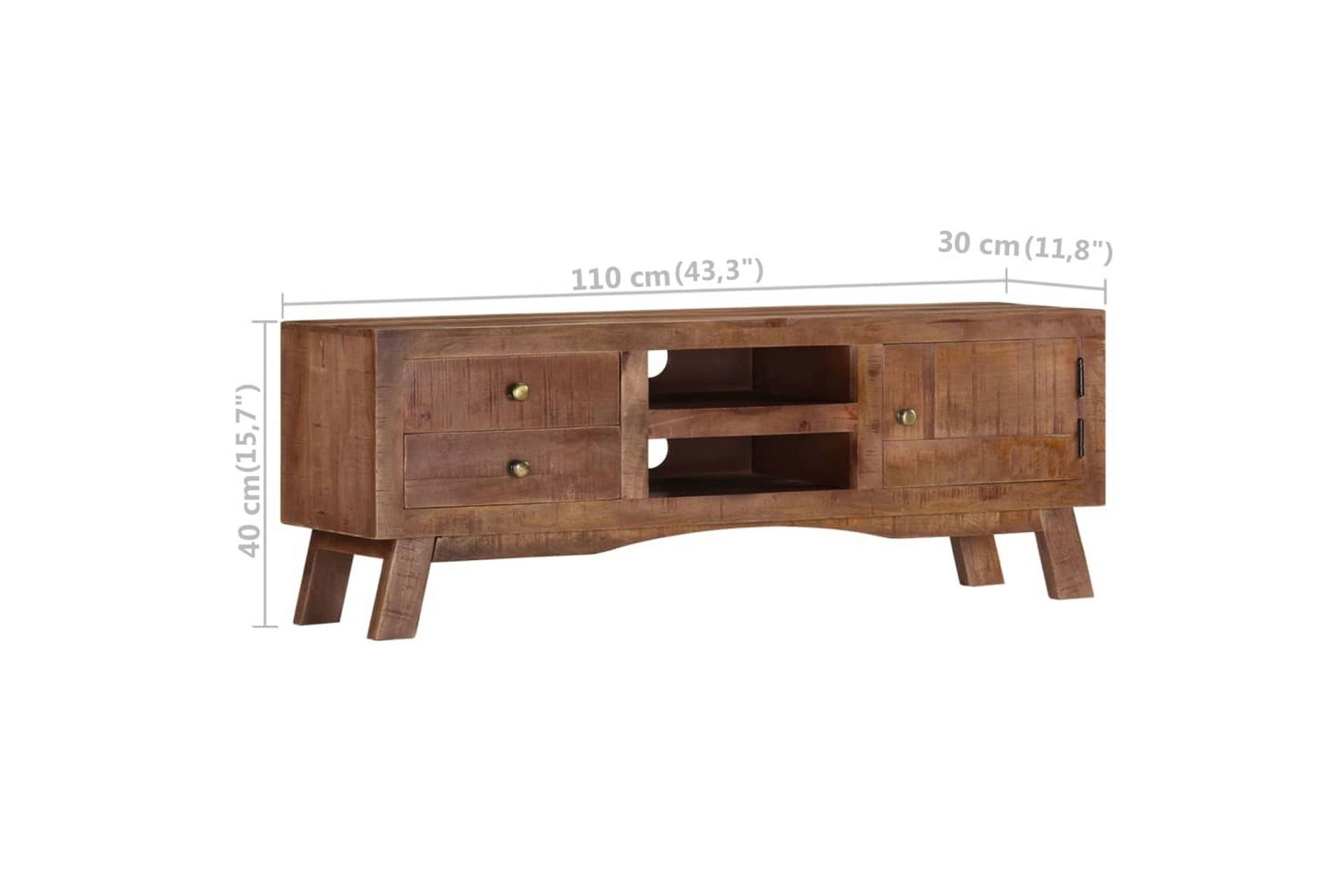 TV-benk 110x30x40 cm grovt mangotre - Grå - Møbler - Mediamøbel & tv møbel - TV-benk & mediabenk