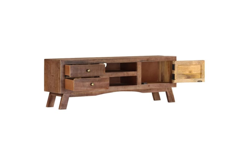 TV-benk 110x30x40 cm grovt mangotre - Grå - Møbler - Mediamøbel & tv møbel - TV-benk & mediabenk