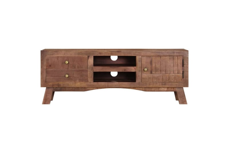 TV-benk 110x30x40 cm grovt mangotre - Grå - Møbler - Mediamøbel & tv møbel - TV-benk & mediabenk