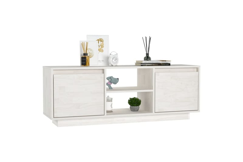 TV-benk 110x30x40 cm heltre furu hvit - Hvit - Møbler - Mediamøbel & tv møbel - TV-benk & mediabenk