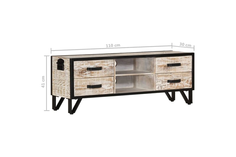TV-benk 110x30x41 cm heltre akasie - Grå - Møbler - Mediamøbel & tv møbel - TV-benk & mediabenk