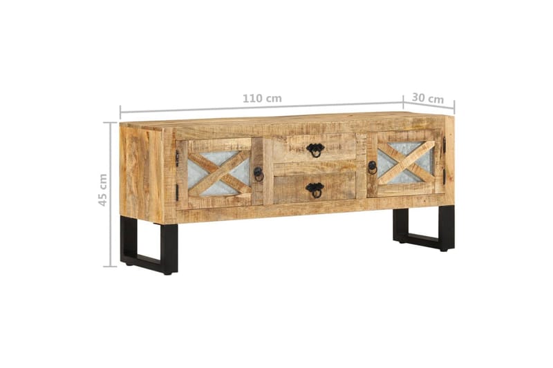 TV-benk 110x30x45 cm grovt mangotre - Brun - TV-benk & mediabenk