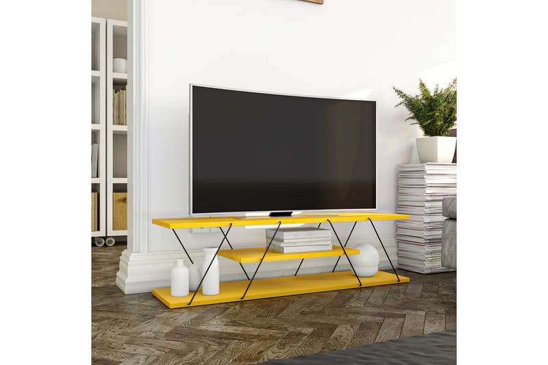 Tv-benk 120 cm - Gul/Svart - Møbler - Mediamøbel & tv møbel - TV-benk & mediabenk