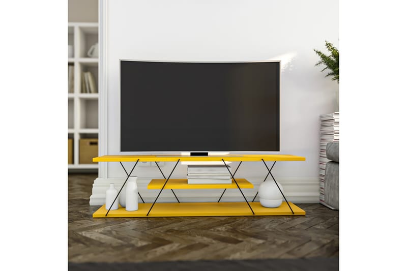 Tv-benk 120 cm - Gul/Svart - Møbler - Mediamøbel & tv møbel - TV-benk & mediabenk