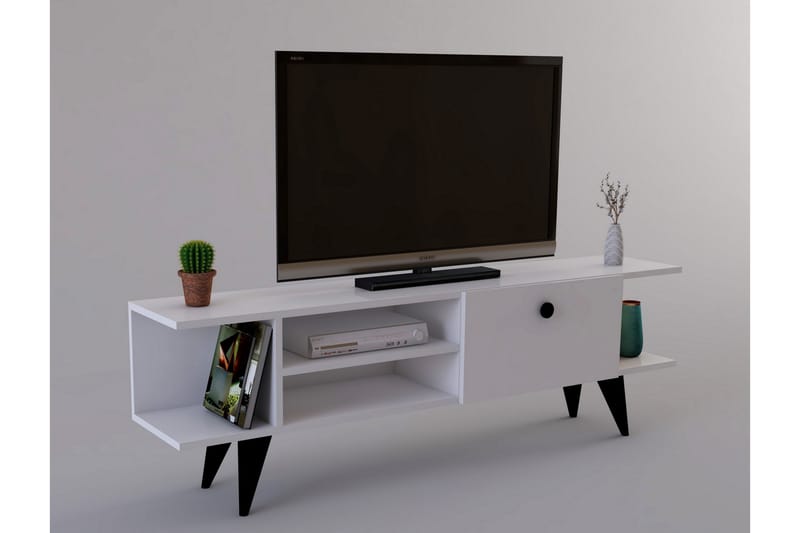 Tv-benk 120 cm - Hvit/Svart - TV-benk & mediabenk