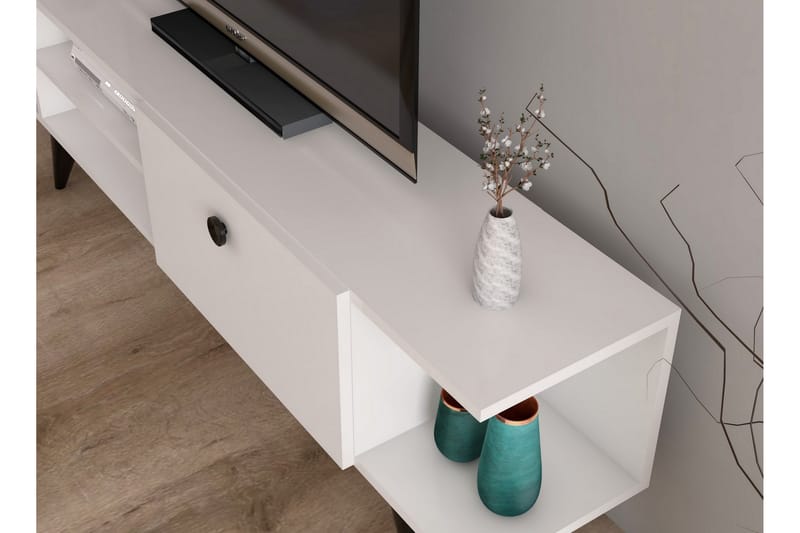 Tv-benk 120 cm - Hvit/Svart - TV-benk & mediabenk