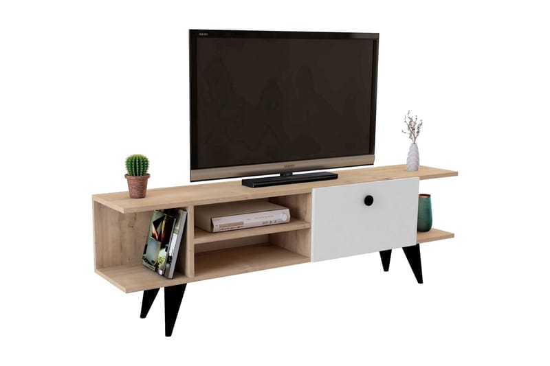 Tv-benk 120 cm - Natur/Hvit - Møbler - Mediamøbel & tv møbel - TV-benk & mediabenk