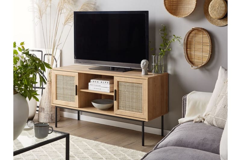 TV-benk 120 cm rotting lysebrun PASCO - Tre/natur - Møbler - Mediamøbel & tv møbel - TV-benk & mediabenk