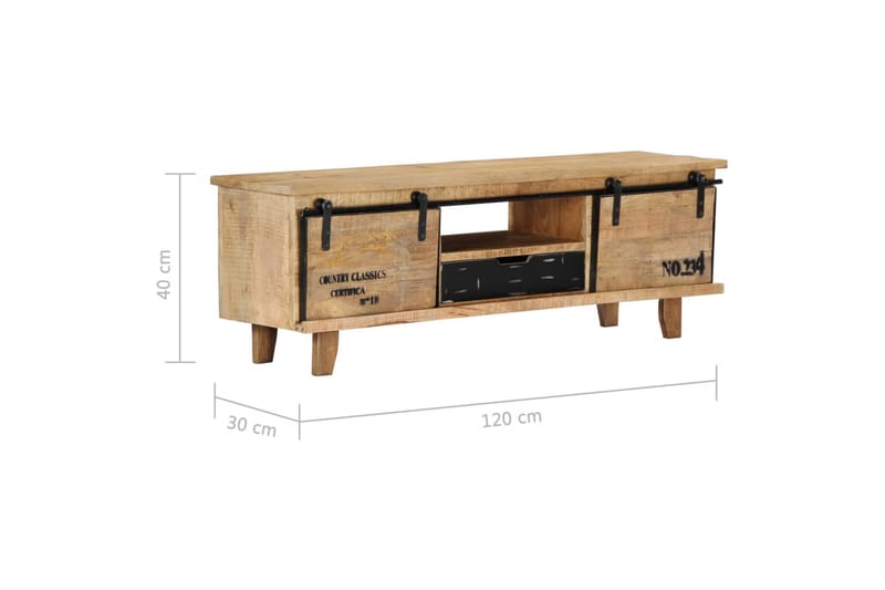 TV-benk 120x30x40 cm heltre mango - Brun - Møbler - Mediamøbel & tv møbel - TV-benk & mediabenk