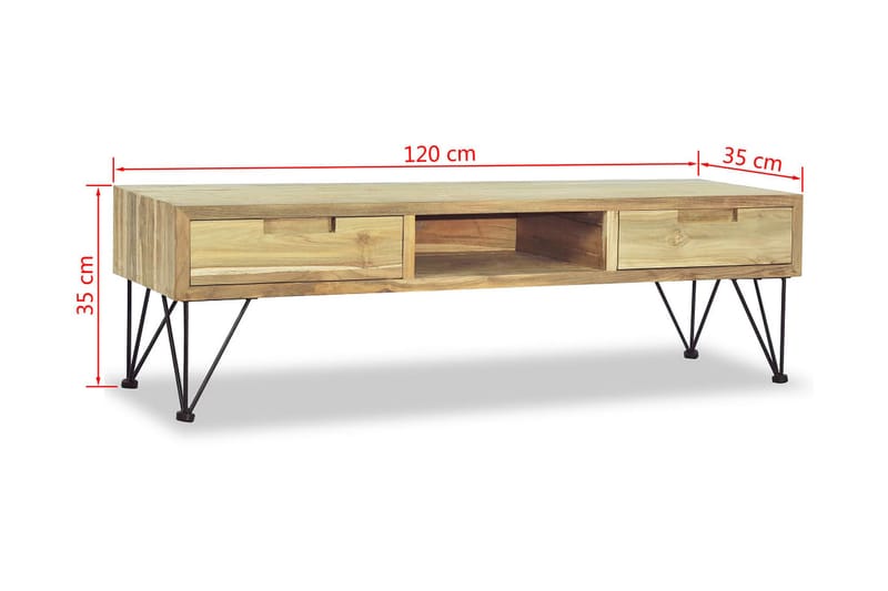 TV-benk 120x35x35 cm massiv teak - Brun - TV-benk & mediabenk