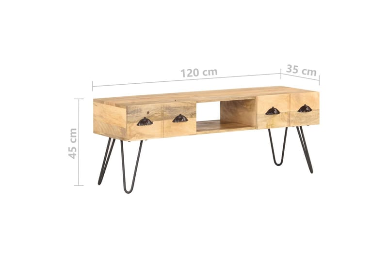 TV-benk 120x35x45 cm heltre mango - TV-benk & mediabenk