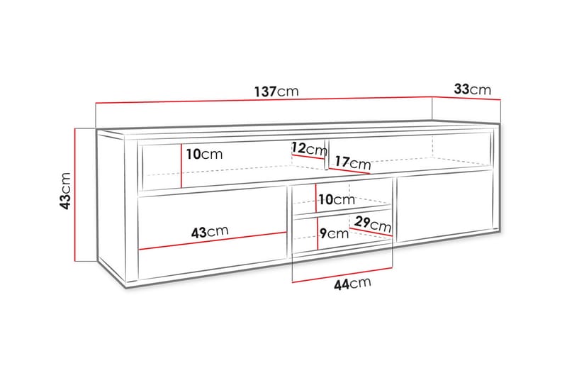 TV-benk 137 cm - Eik - Møbler - Mediamøbel & tv møbel - TV-benk & mediabenk