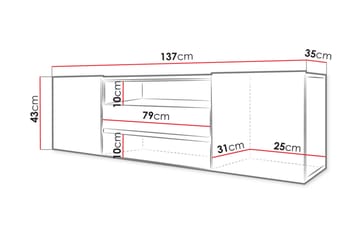 TV-benk 137 cm LED-belysning - Eik - Møbler - Mediamøbel & tv møbel - TV-benk & mediabenk