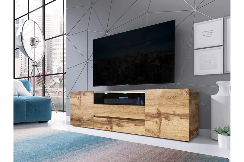 TV-benk 137 cm LED-belysning - Eik - Møbler - Mediamøbel & tv møbel - TV-benk & mediabenk