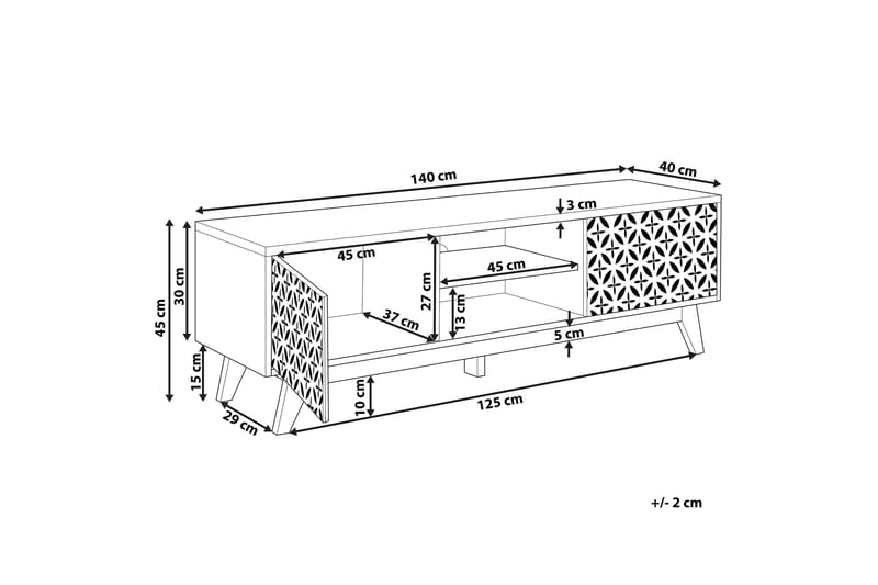 TV-benk 140 cm Mørkebrun PRESCOT - Tre/natur - TV-benk & mediabenk