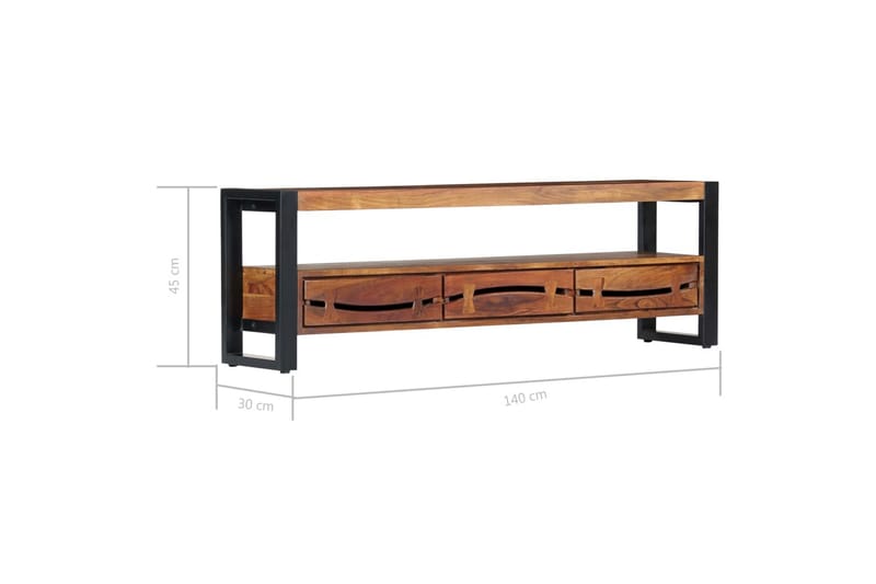 TV-benk 140x30x45 cm heltre akasie - Brun - TV-benk & mediabenk