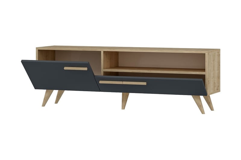 Tv-benk 150 cm - Natur/Antrasitt - Møbler - Mediamøbel & tv møbel - TV-benk & mediabenk