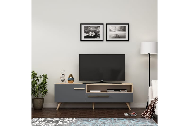 Tv-benk 150 cm - Natur/Antrasitt - Møbler - Mediamøbel & tv møbel - TV-benk & mediabenk