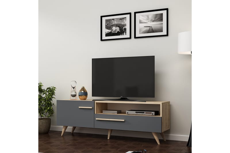 Tv-benk 150 cm - Natur/Antrasitt - Møbler - Mediamøbel & tv møbel - TV-benk & mediabenk