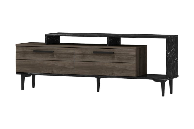 Tv-benk 150 cm - Valnøtt/Svart - Møbler - Mediamøbel & tv møbel - TV-benk & mediabenk