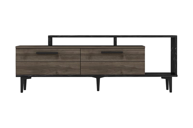 Tv-benk 150 cm - Valnøtt/Svart - Møbler - Mediamøbel & tv møbel - TV-benk & mediabenk