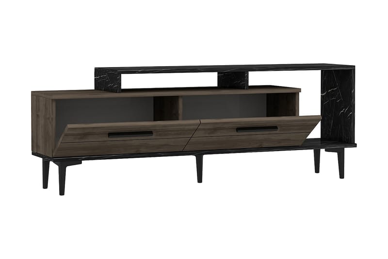 Tv-benk 150 cm - Valnøtt/Svart - Møbler - Mediamøbel & tv møbel - TV-benk & mediabenk