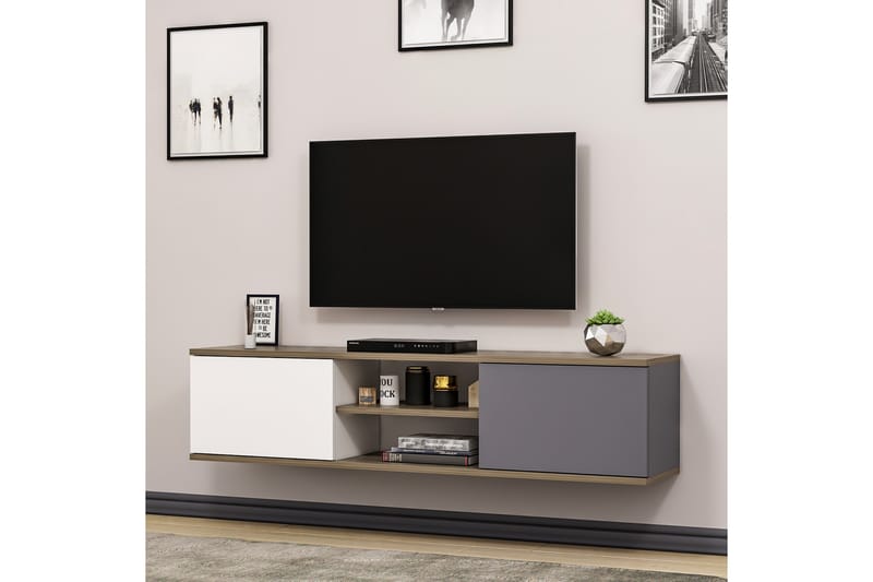 Tv-benk 160 cm - Antrasitt/Valnøtt - Møbler - Mediamøbel & tv møbel - TV-benk & mediabenk