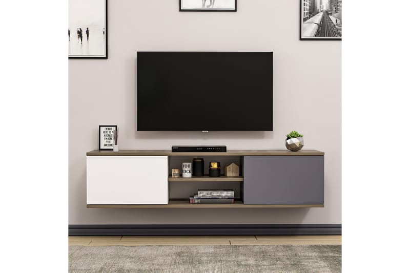 Tv-benk 160 cm - Antrasitt/Valnøtt - Møbler - Mediamøbel & tv møbel - TV-benk & mediabenk
