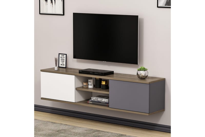 Tv-benk 160 cm - Antrasitt/Valnøtt - Møbler - Mediamøbel & tv møbel - TV-benk & mediabenk