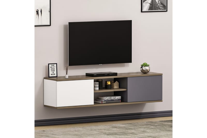 Tv-benk 160 cm - Antrasitt/Valnøtt - Møbler - Mediamøbel & tv møbel - TV-benk & mediabenk