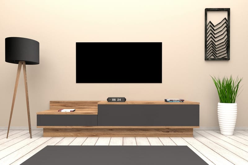 Tv-benk 160 cm - Natur/Antrasitt - TV-benk & mediabenk