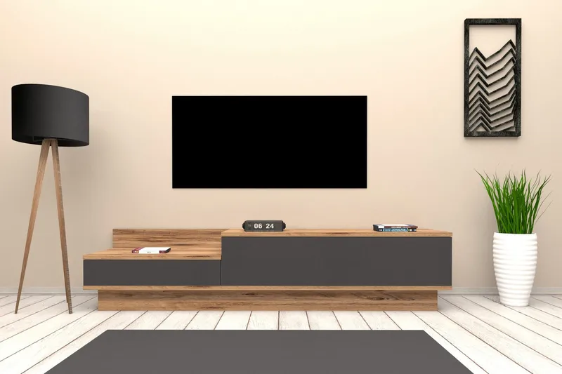 Tv-benk 160 cm - Natur/Antrasitt - Møbler - Mediamøbel & tv møbel - TV-benk & mediabenk