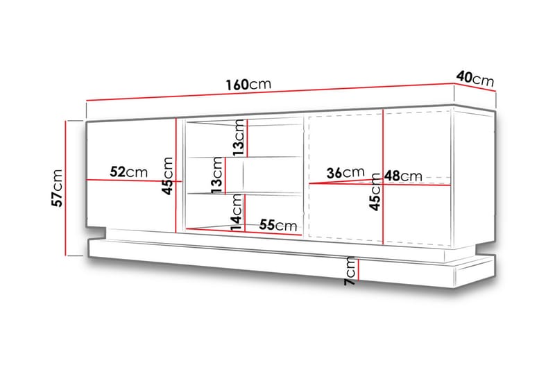 Tv-benk 160 cm - Svart - Møbler - Mediamøbel & tv møbel - TV-benk & mediabenk