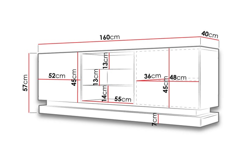 Tv-benk 160 cm - Svart - TV-benk & mediabenk