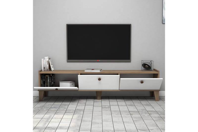 Tv-benk 178 cm - Natur/Hvit - Møbler - Mediamøbel & tv møbel - TV-benk & mediabenk