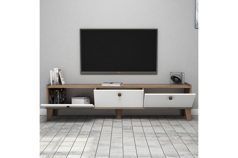 Tv-benk 178 cm - Natur/Hvit - TV-benk & mediabenk